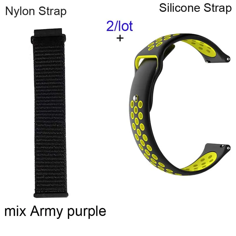 20 мм Браслет Для Xiaomi Amazfit Bip Pace Stratos 2 GTR 47 мм 22 мм ремешок для часов samsung gear S3 Galaxy 46 мм Pulsera - Цвет: Black-Black yellow