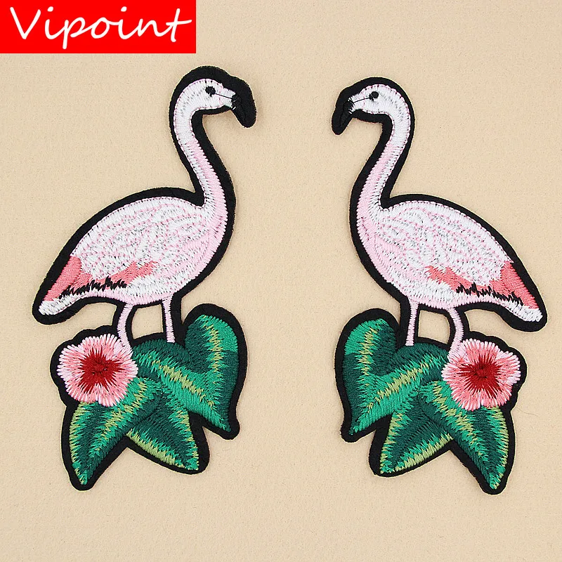 

VIPOINT embroidery big flamingo patches bird patches badges applique patches for clothing XW-153