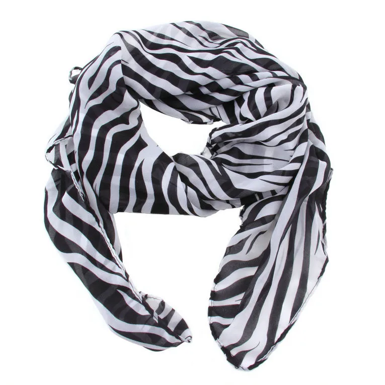 Женский длинный шифоновый шарф с принтом зебры, шелковый шарф, шарфы, шаль для зимы, Cachecol Feminino