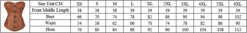 2030 size chart