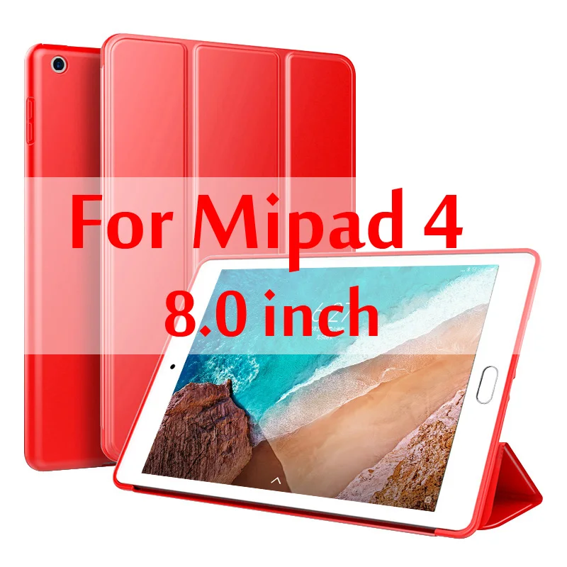 Чехол для Xiaomi mi pad 4/mi Pad 4, 8,0 дюймов, силиконовый смарт-чехол, магнитный, автоматический режим сна, для Xiaomi mi Pad 4 Plus, 10,1 дюймов, чехол - Цвет: 8 inch Red