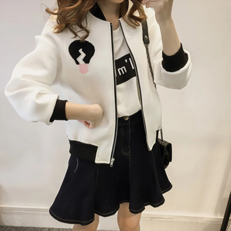 

Baseball Jacket Women's Autumn Pilot Jacket Elegant Embroidery Casual Harajuku Zipper Jacket Basic Stitching Sportswear