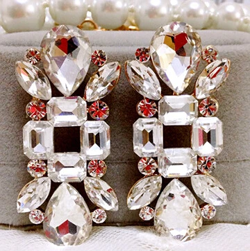 

New Arrival Bling Big Exaggerated Crystal Flower Stud Earrings Accessories for Woman Wholesale and Retail