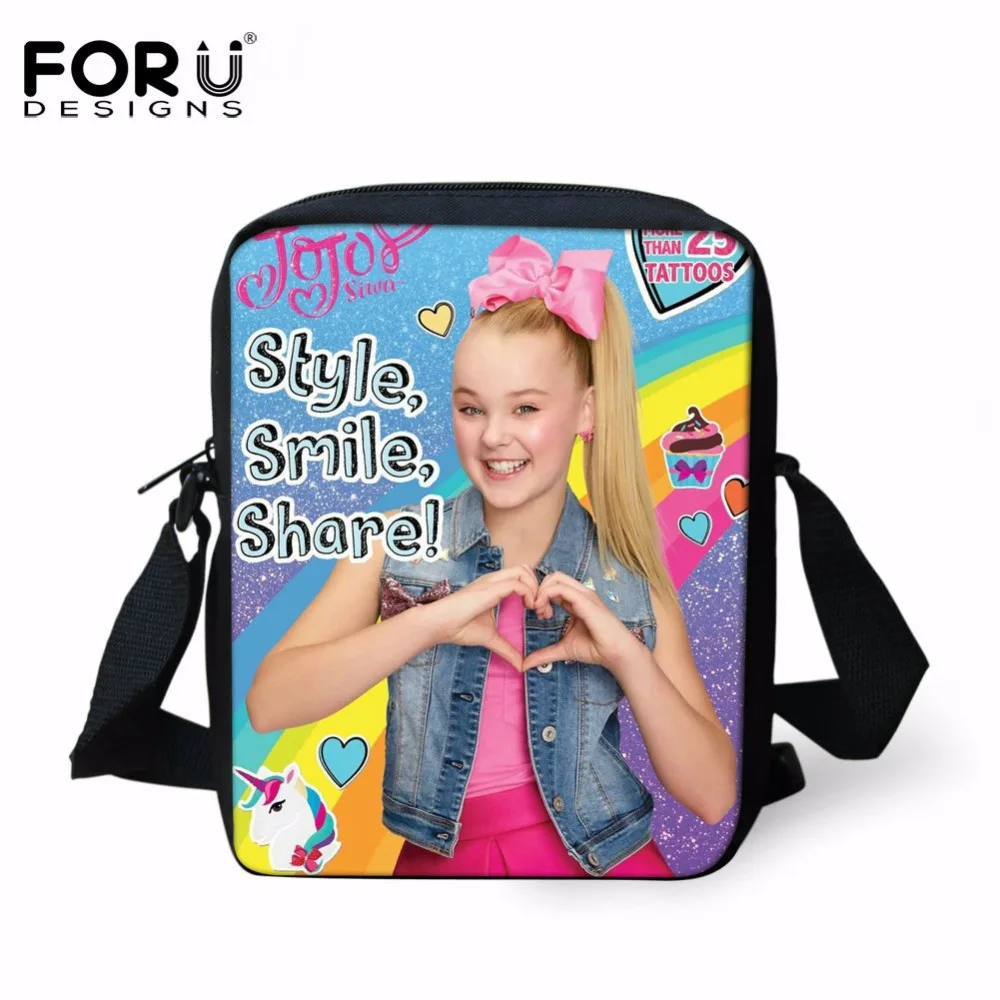 

FORUDESIGNS Casual Small School Bag for Kids JOJO Siwa Printing Children Mini Shoulder Crossbody Bag Girls Travel Messenger Bags