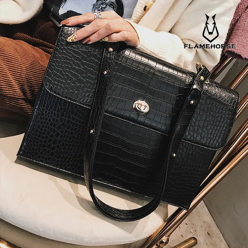 

Fashion Simple Women's Designer Handbag 2019 New Quality PU Leather Women Tote bag Alligator Shoulder Crossbody Bags