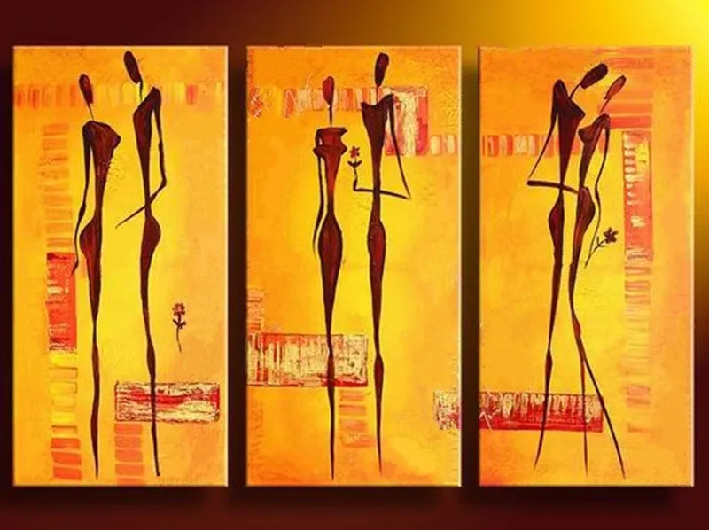 

Hand Painted Abstract Lovers Figure Paintings Modern Acrylic Oil Painting on Canvas Home Decor Wall Art 3 Panel Pictures Sets