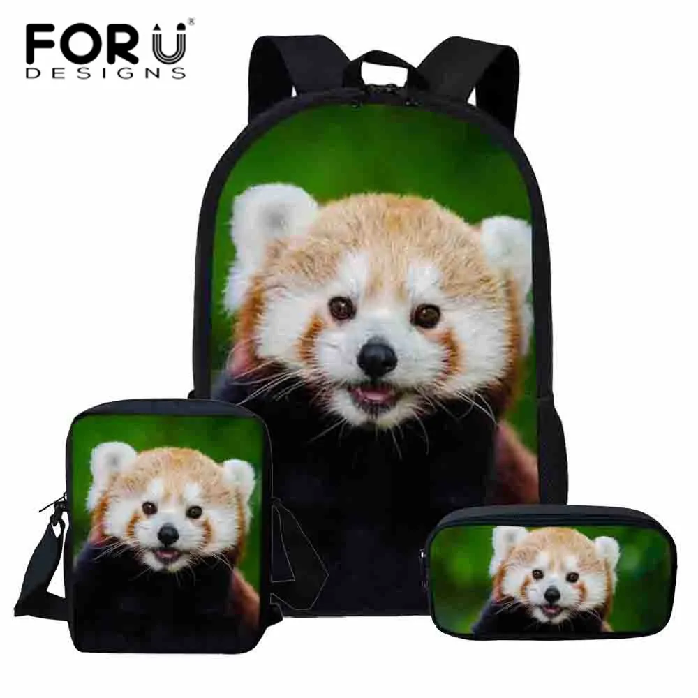 Best FORUDESIGNS Student Backpack Cute Red Lesser Panda Print School Bag for Girls Children Rucksack Women Travel Backpack mochila