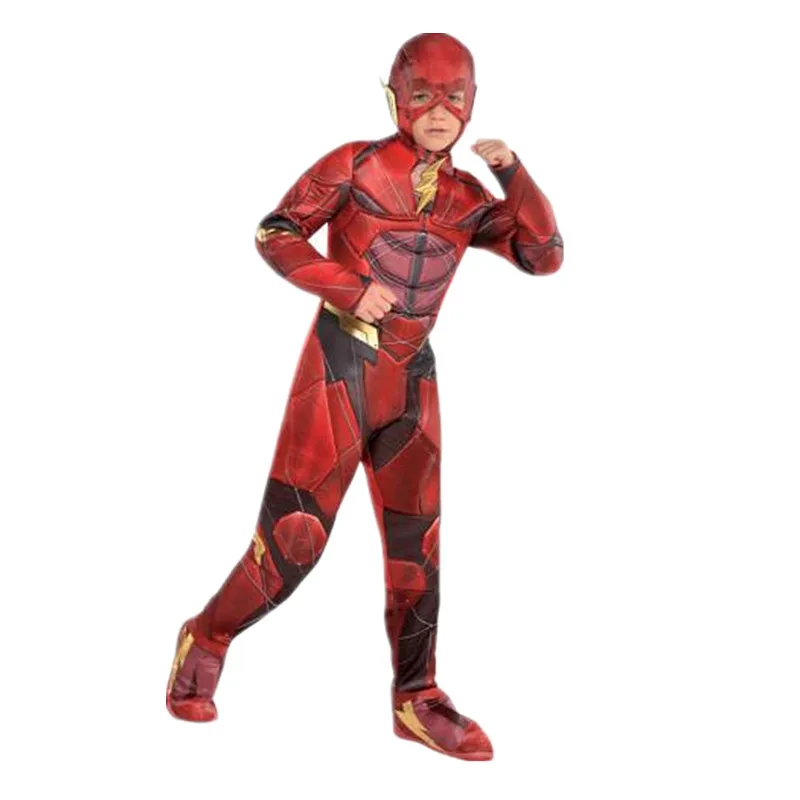 

Boy Flash Muscle Superhero Cosplay Costume Children Fantasy Comic Movie Carnival Party Kids Halloween Anime Play Accessories