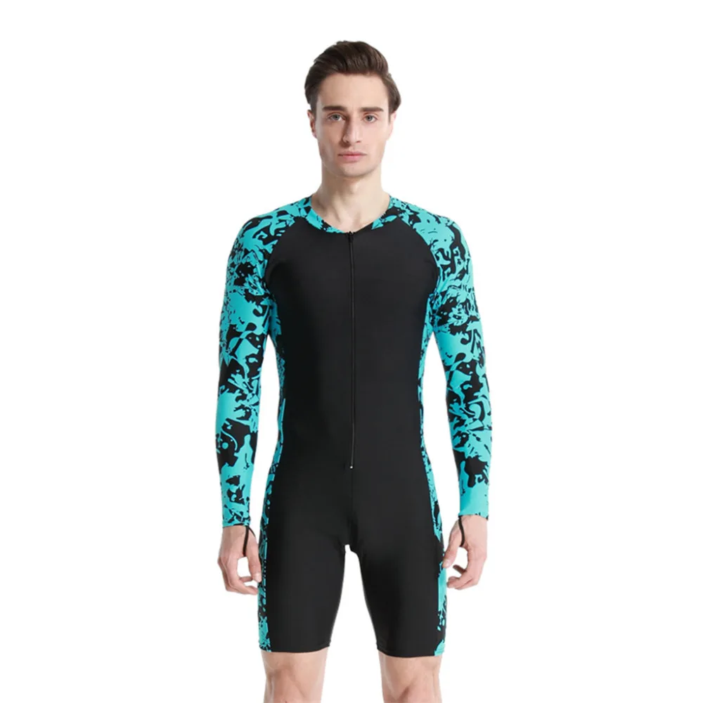 

2 Colors S-XXL Man One Piece Swimwear Dive Skin Surf Swimsuit Lycra Long Sleeve Bathing Suit #5A12