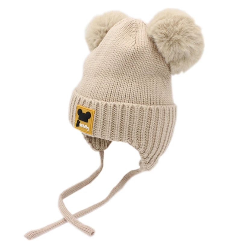 newborn Baby kids girl hat cap for winter warm thickened Crochet Knit girl hats fur pom bobble ears protection girls infant caps newborn Baby kids girl hat cap for winter warm thickened Crochet Knit girl hats fur pom bobble ears protection girls infant caps
