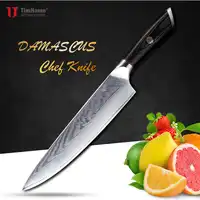 Timhome 8inch Damasucs Kitchen chef Knife sharp tool for meat Wood Handle