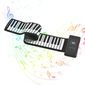 

Portable 61-Key Roll Up Piano Electronic Keyboard Silicon Built-in Stereo Speaker 1000mA Li-ion Battery Support MIDI OUT