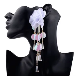 2019 New Real Brinco Earrings Amorous Feelings Of European And American Fashion Summer Cloth Art Flower Manual Tassel Long 2019 New Real Brinco Earrings Amorous Feelings Of European And American Fashion Summer Cloth Art Flower Manual Tassel Long