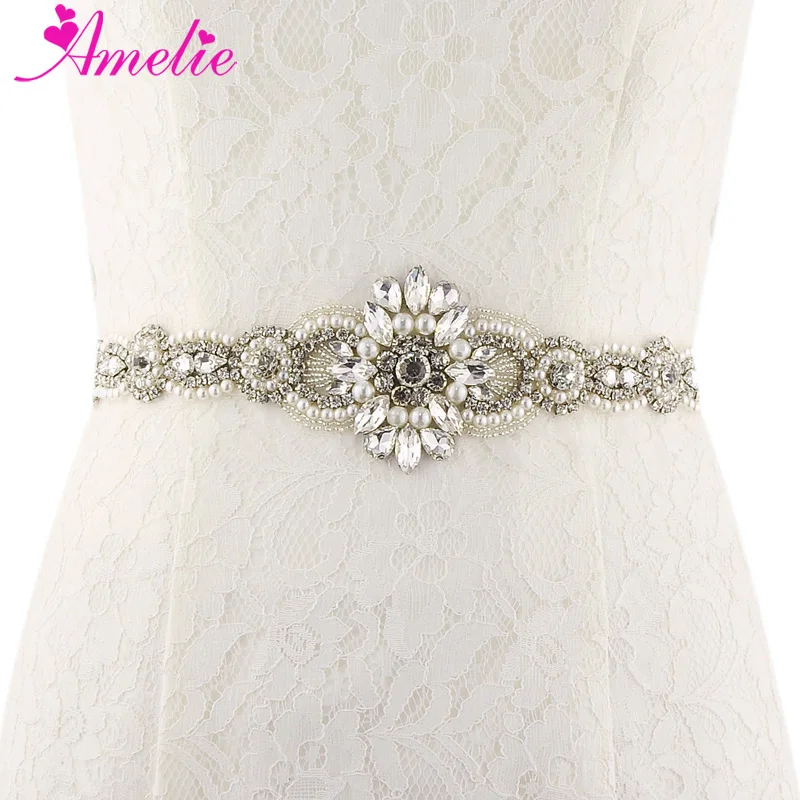 Hot Skinny Bridal Belt Grandeur Rhinestone Pearl Wedding Dress Belt Formal Dress Belt Wedding