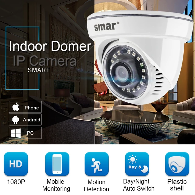 Smar-cámara IP de vigilancia Full HD H.265, 2MP, HI3516, 20fps, 1080P, Onvif, con Nano IR LED Smar-cámara IP de vigilancia Full HD H.265, 2MP, HI3516, 20fps, 1080P, Onvif, con Nano IR LED