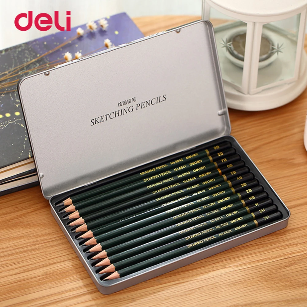 12 Pcs/Box Standard pencil 3H 9B stationery Sketch Drawing painting