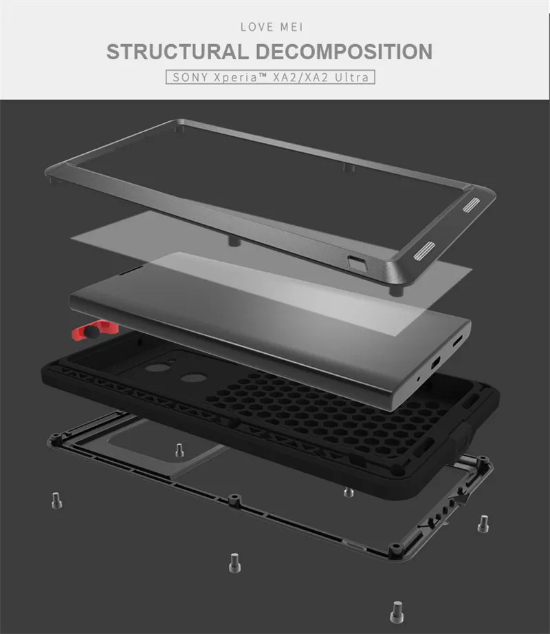 Любовь Мэй металлический корпус для sony Xperia XA2 ультра крышка Алюминий Броня противоударный Водонепроницаемый чехол для Xperia XA2 Ультра случаи