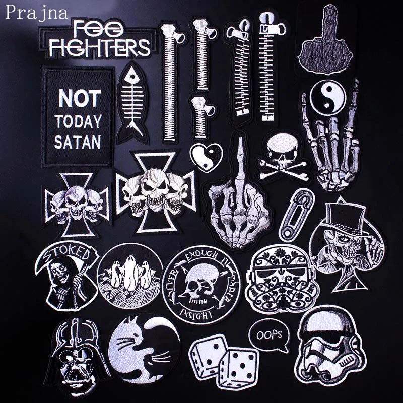 

Prajna Star Wars Patch Hippie Skull Iron On Patch Applique Zipper Embroidered Free Biker Patches For Clothes Washable Badge DIY
