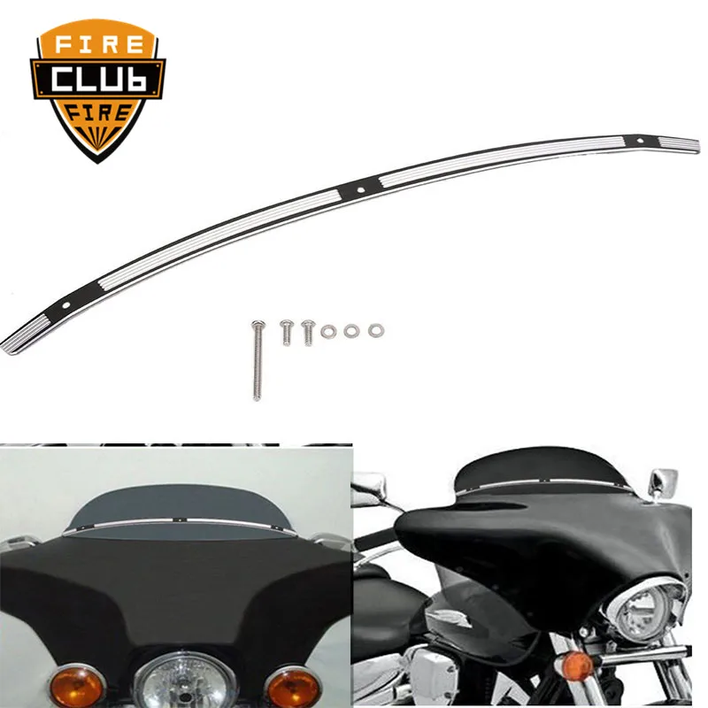 Chrome Aluminum CNC Windshield Windscreen Trim for Harley Electra Street Glide Touring 2014 2016