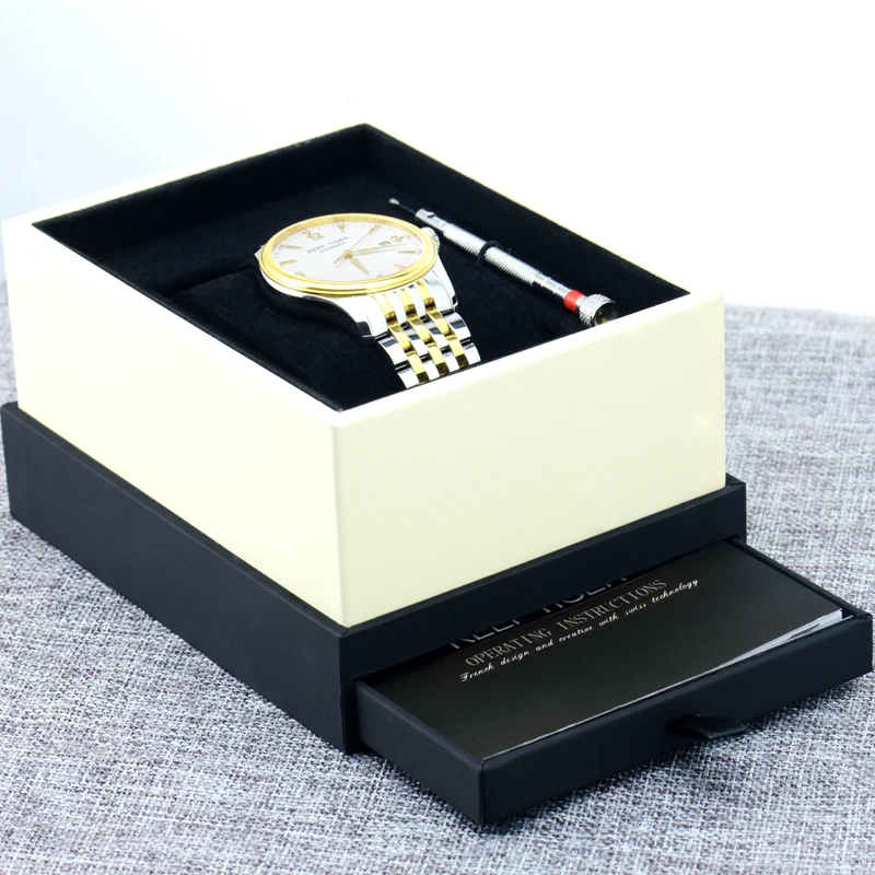 Риф платье с тигром для мужчин и женщин прямоугольной формы оригинальная коробка для часов черный упаковочный чехол Подарочная коробка для часов