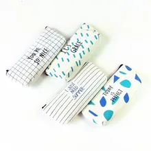 1pcs/lot Novetly Happy Inverted Trapezoidal Canvas Pen Bag Students Using Four Selection Fresh Natural contractor selection using ordinary block