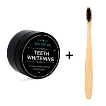 Отбеливающий порошок для зубов активированный кокосовый уголь порошок бамбук отбеливание зубов набор с зубной щеткой для гигиены полости рта 30 г