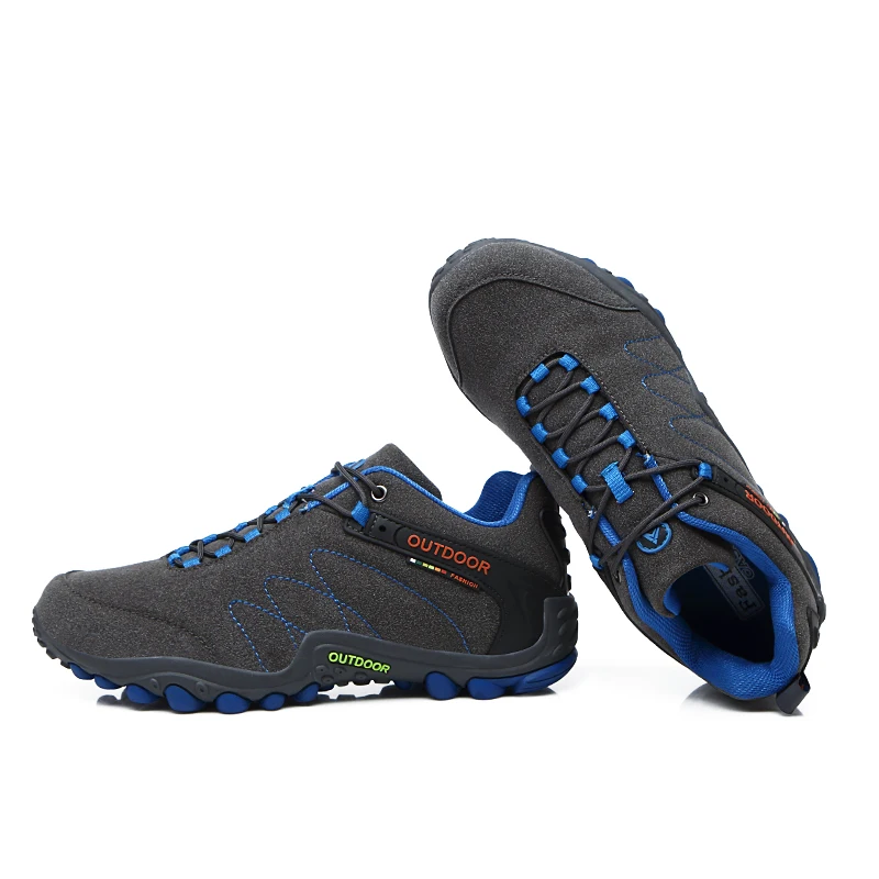  2019 Autumn/Winter Hiking Shoes Men Waterproof Boots Mountain Shoes Men Leather Sport Sneakers Blue