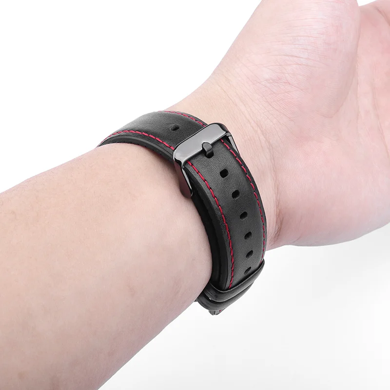 

22mm Leather strap Smart watch wristband Compatible bandwidth 22mm watch Metal buckle quick release Business style watch strap