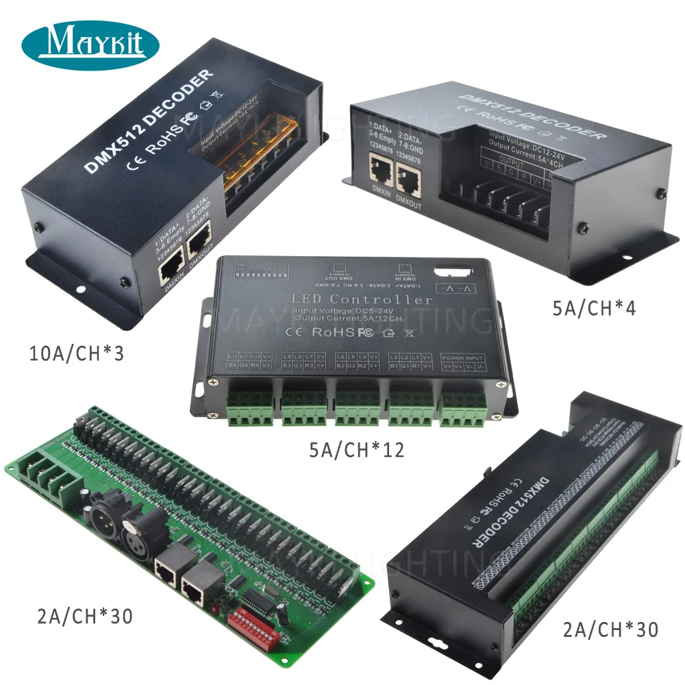 Maykit 3 канала * 10A DMX 512 светодиодный RGB контроллер декодер использует для детской