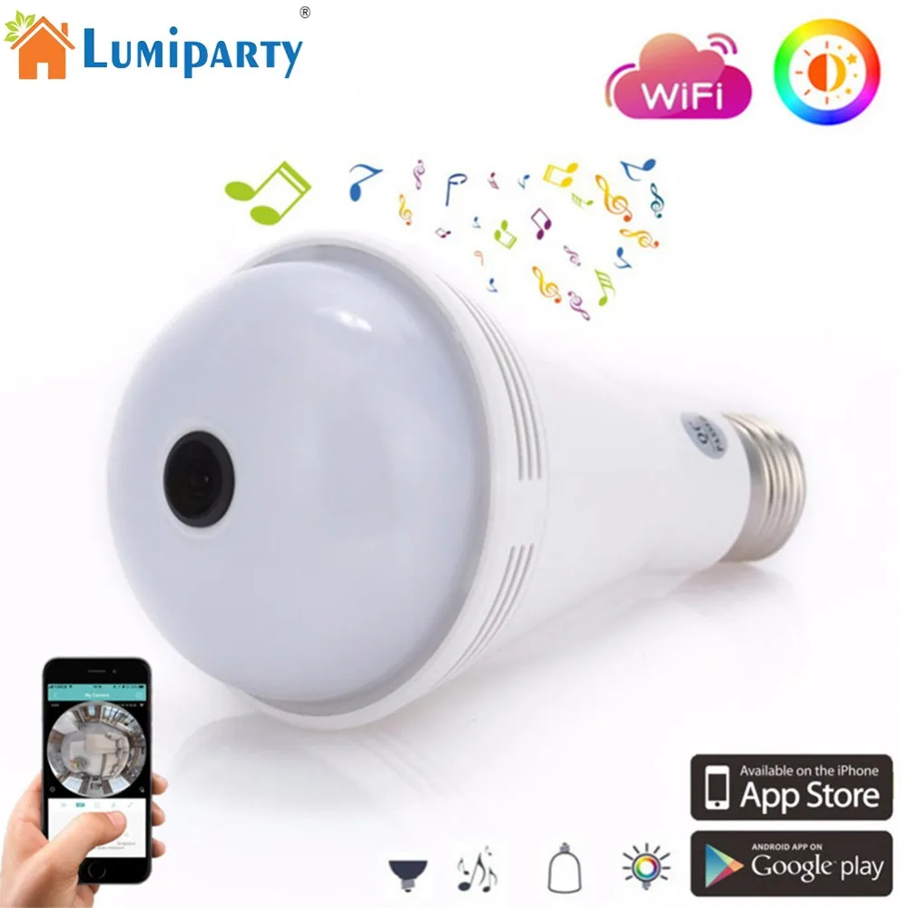 LumiParty E27 Wi-Fi свет Сенсор монитор лампы Bluetooth SMD5050 музыка лампы с удаленного мониторинга Камера декоративные лампы