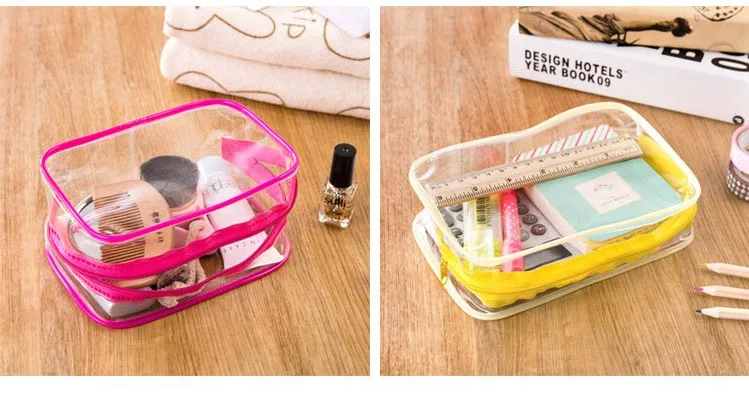 Clear Makeup Bag Beautician Cosmetic Bag Transparent PVC Bags Travel Organizer Beauty Case Toiletry Bag Make Up Pouch Wash Bags