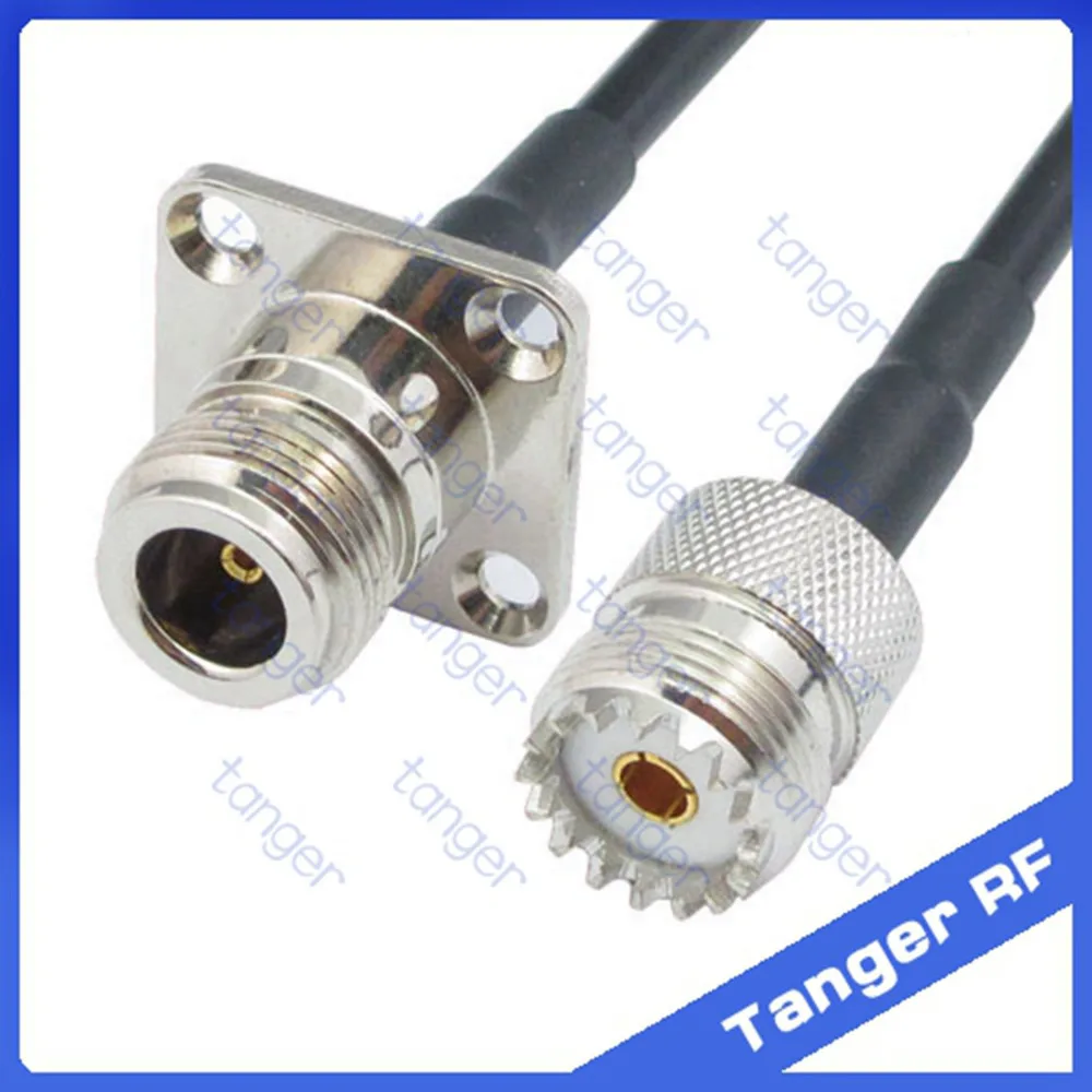

Hot sale Tanger UHF female jack SO239 SL16 to N female jack 4four hole panelRF RG58 Pigtail Jumper Coaxial Cable 20inch 50cm