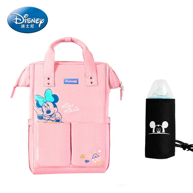  Genuine Disney USB Heating Mummy Diaper Bag Maternity Nappy Backpack Large Capacity Travel Mickey M