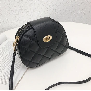 

2019 Korean Mini Black Bag Ladies Messenger Bag New Fashion Rhombic Three-layer Female Shell-type Classical Handbag