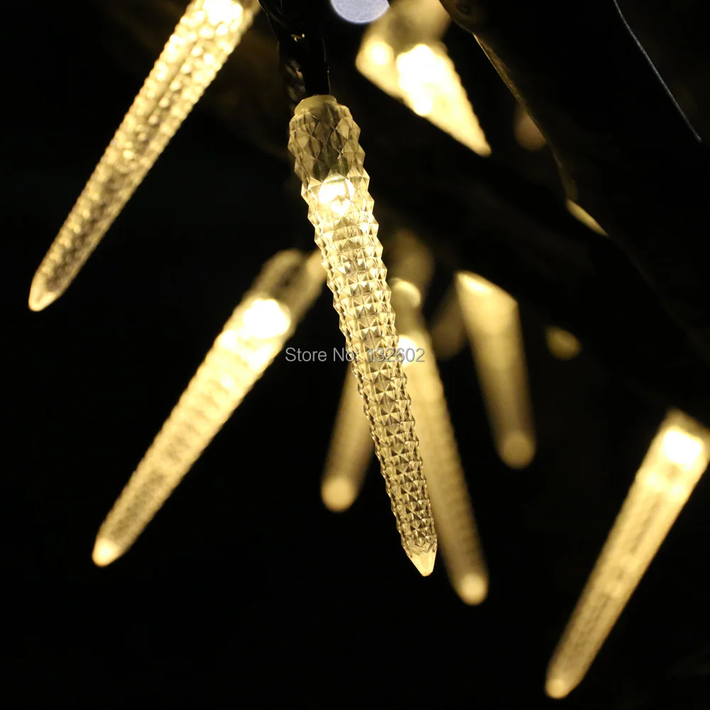 

Battery 6M 30LED Icicle Shaped LED String Lights, Outdoor Christmas New Year Holiday Party Garden Decorative Lights + Remote