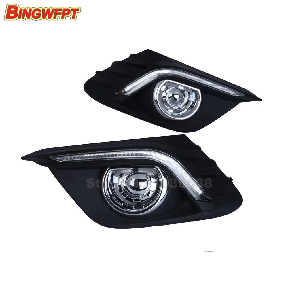 

12V LED car DRL daytime running lights with fog lamp hole for Mazda 3 axela 2014 2015