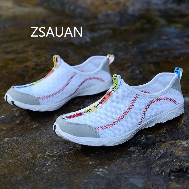 

ZSAUAN Summer Men Shoes Breathable Mesh Sandals Slip On Beach Swimming Man Water Shoes Plus Size 35-47 Boys Loafers Aqua Shoes