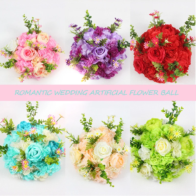 

New DIY wedding table centrepieces artificial flower ball backdrop wedding decor road lead wall hotel shop party silk flowers