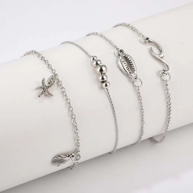 Bohemian shells starfish design pendant anklet women colorful bracelet Bracelet on The Leg Gold Silver Ankle Chain Foot Jewelry - Окраска металла: 11