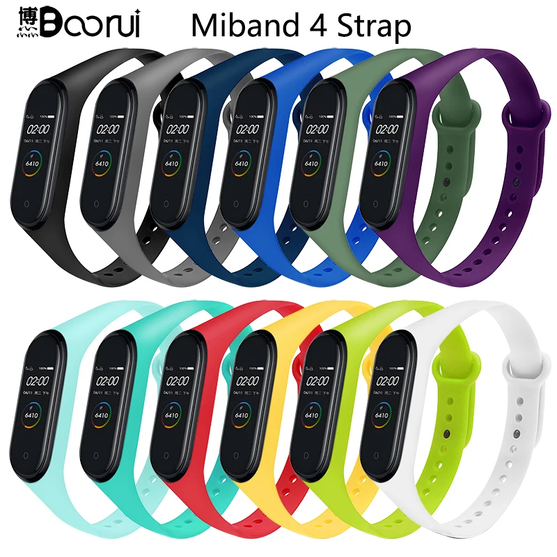 

BOORUI mi band 4 Strap Pure colorful silicone pulseira miband 4 Strap sports global hotsale miband 4 accessories replacement