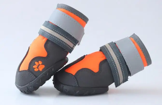 Ботинки для собак Водонепроницаемая спортивная обувь для собак со светоотражающими липучками прочная нескользящая подошва идеально подходит для средних и больших собак черный красный оранжевый