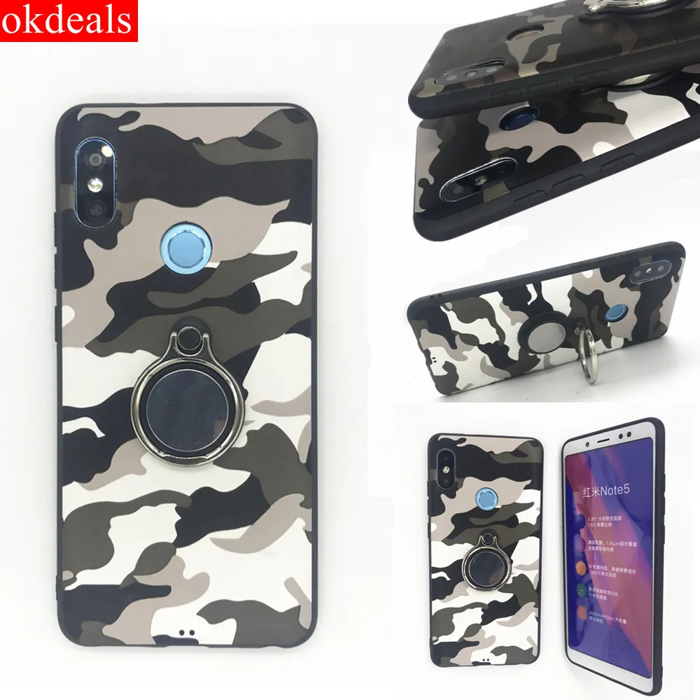 Модные камуфляжные чехол для телефона Xiaomi Redmi Note 5 Pro Чехол кольцо кронштейн