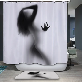 

Fashion Creative Girl Sexy And Women Shadow Silhouette Bathroom Rainfall Shower Curtain Bathroom Decoration Home Decoration