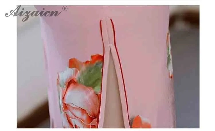 Печати Cheongsam подобные шелковые длинные платья Oriental стиль Qipao для женщин китайское традиционное платье винтажное платье Qi Pao
