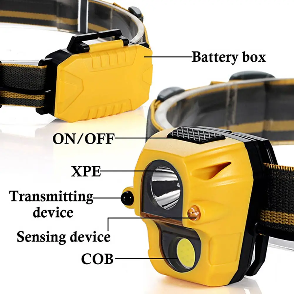 Индукционный режим ИК Сенсор фары длинная световое расстояние 2000LM налобный фонарь 5 W COB XPE шлем с led подсветкой свет для Пеший Туризм Охота