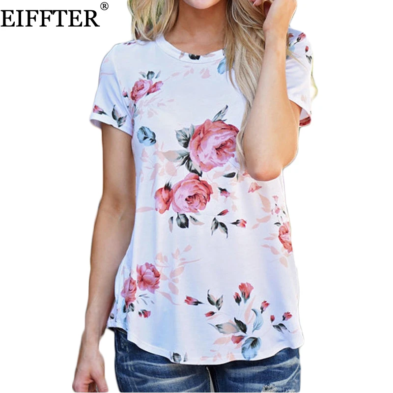 EIFFTER Best Sale Women Summer T shirt New Casual Ladies Short Sleeve O