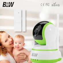 Inicio de alarma de seguridad remota smart 720 p hd wifi ip p2p cámara de vigilancia de la cámara + sensor de puerta inalámbrico bebé monitor bw13gr