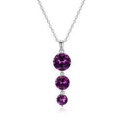 100% S925 серебро фиолетовый г-жа Кристалл Симпатичные S925 стерлингового серебра хрустальное ожерелье в виде капли SVN359