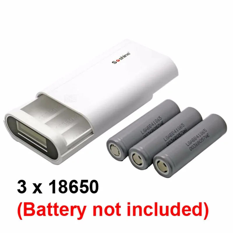 Soshine E5 Dual USB Интерфейс с 3x18650 слот Портативный Запасные Аккумуляторы для телефонов-белый(1 шт