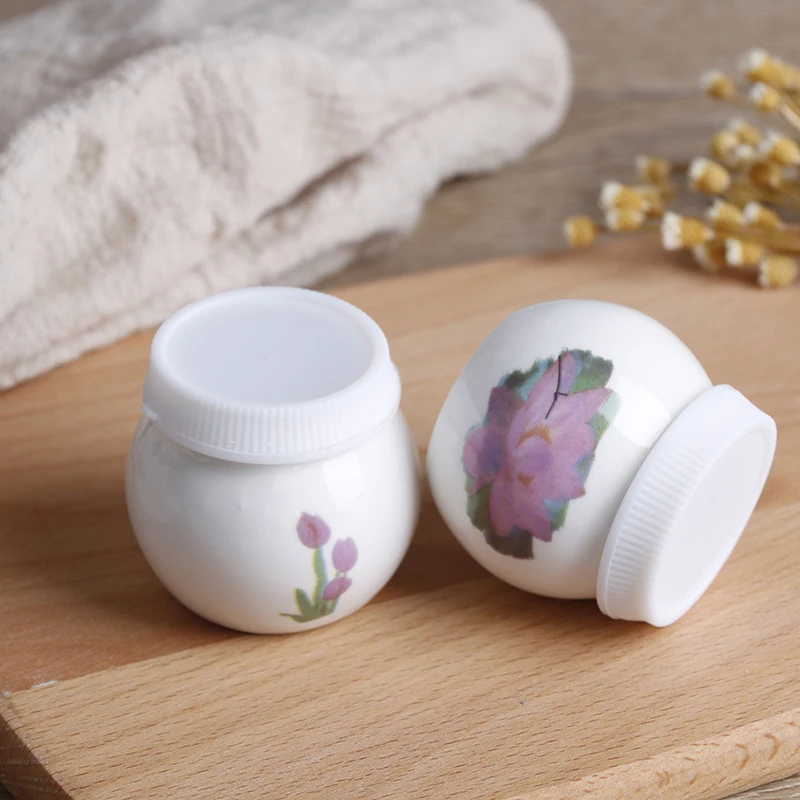 1Pcs Flower Print Ceramic Glass Liquid Glass Powder Dappen Dish Crystal Glass Cup For Acrylic Nail Art Clear Ceramic Nail Cup